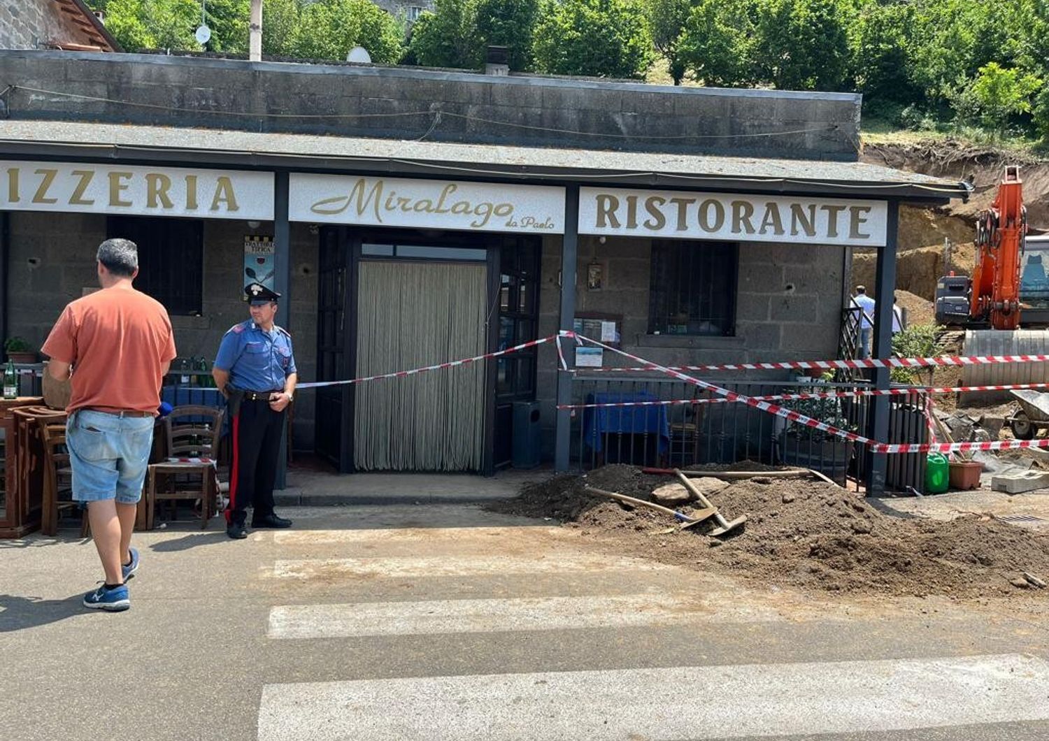 Il ristorante di Montefiascone su cui si &egrave; abbattuta la frana