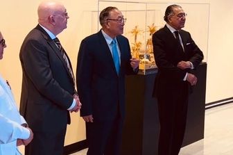 Da sinistra gli ambasciatori Nebenzya (Russia), Jun (Cina) e Akram (Pakistan)&nbsp;