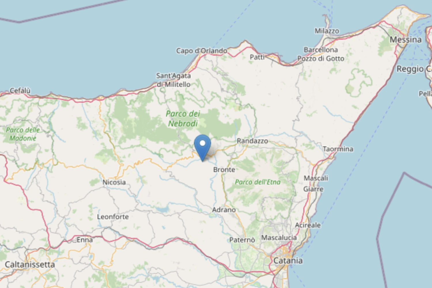 Il luogo in cui &egrave; stata registrata la scossa