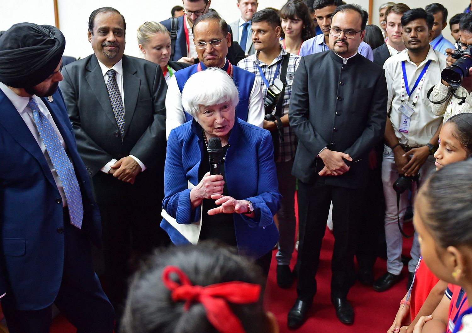 La segretaria al Tesoro degli Stati Uniti, Janet Yellen, in India