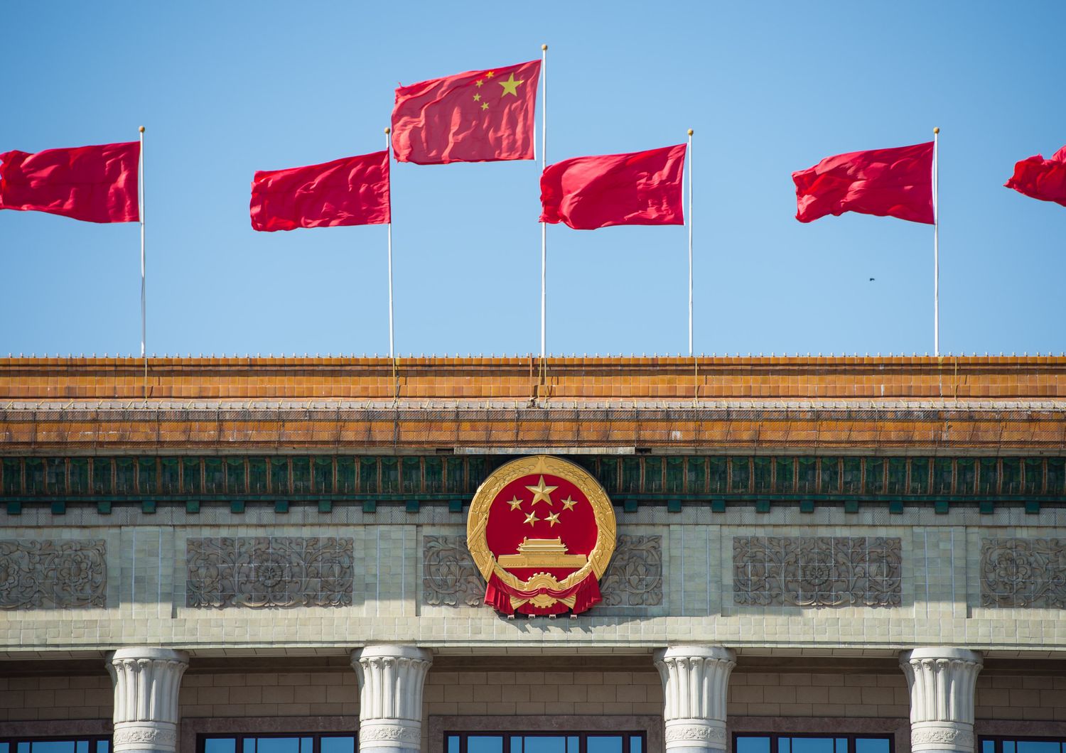 Pechino, il palazzo della Grande Sala del Popolo a piazza Tiananmen&nbsp;