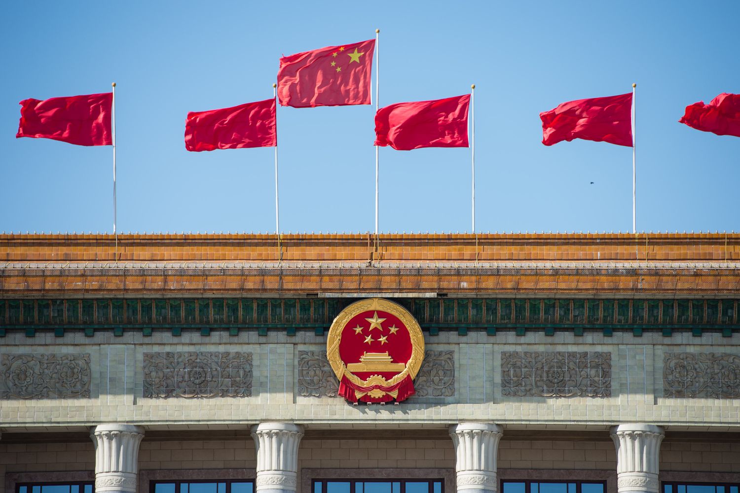 Pechino, il palazzo della Grande Sala del Popolo a piazza Tiananmen&nbsp;