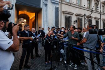 Giorgia Meloni al termine del vertice sul salario minimo&nbsp;