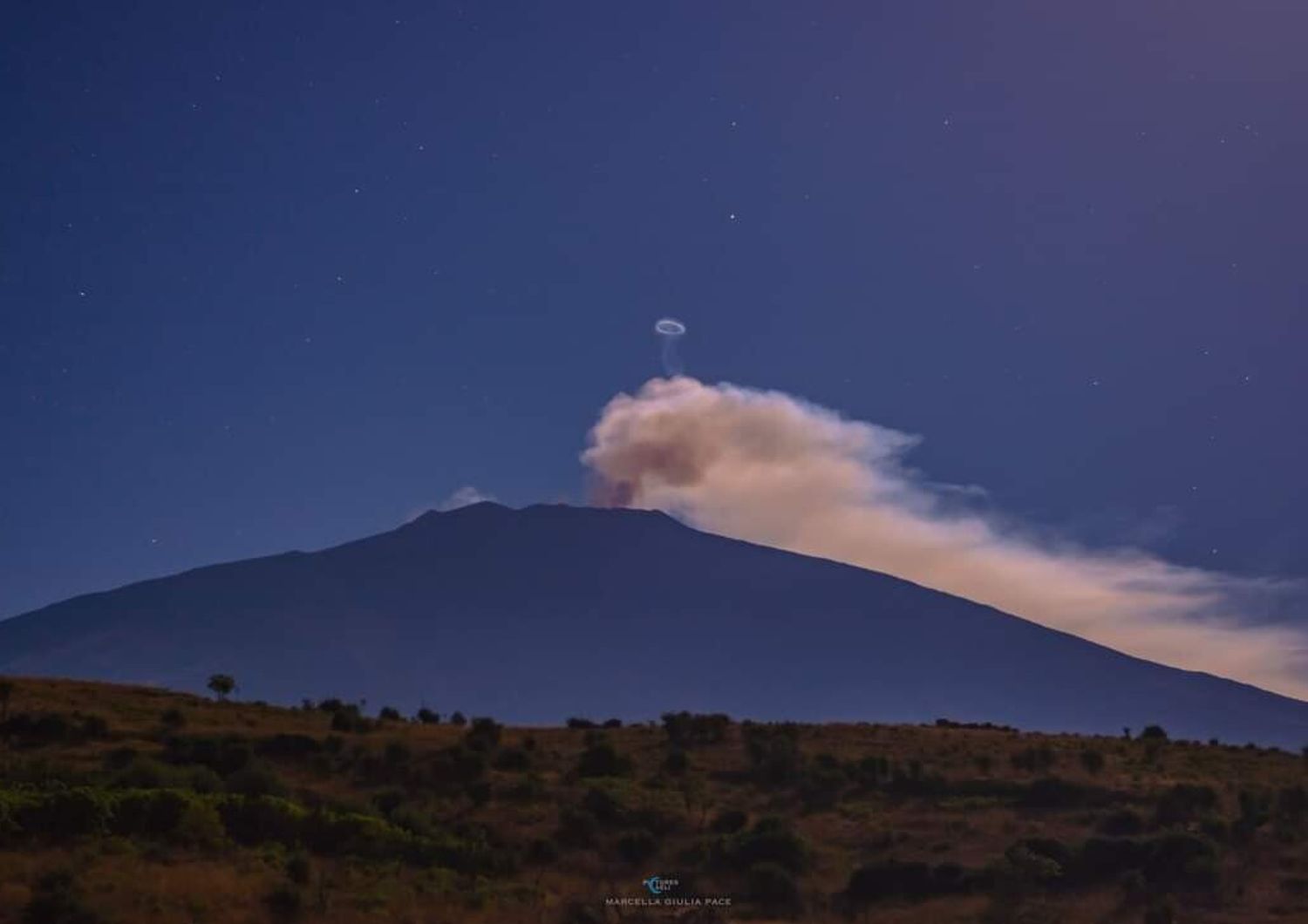 Sbuffi di fumo sull'Etna
