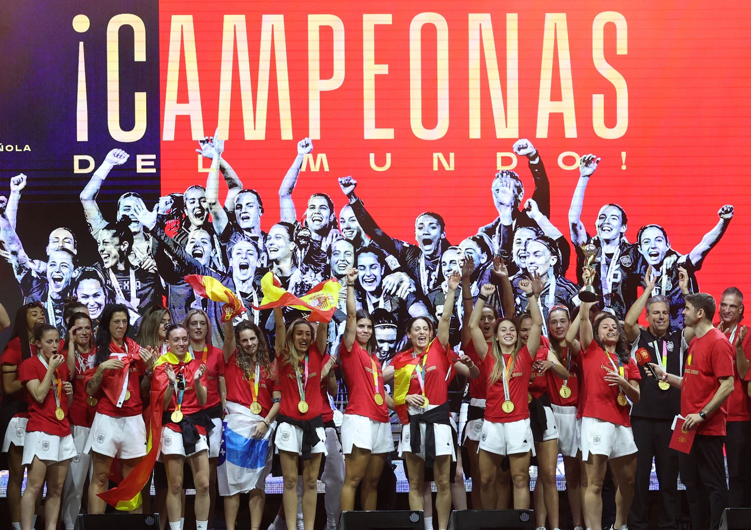 La festa a Madrid per la nazionale spagnola, vincitrice dei Mondiali di calcio femminile&nbsp;