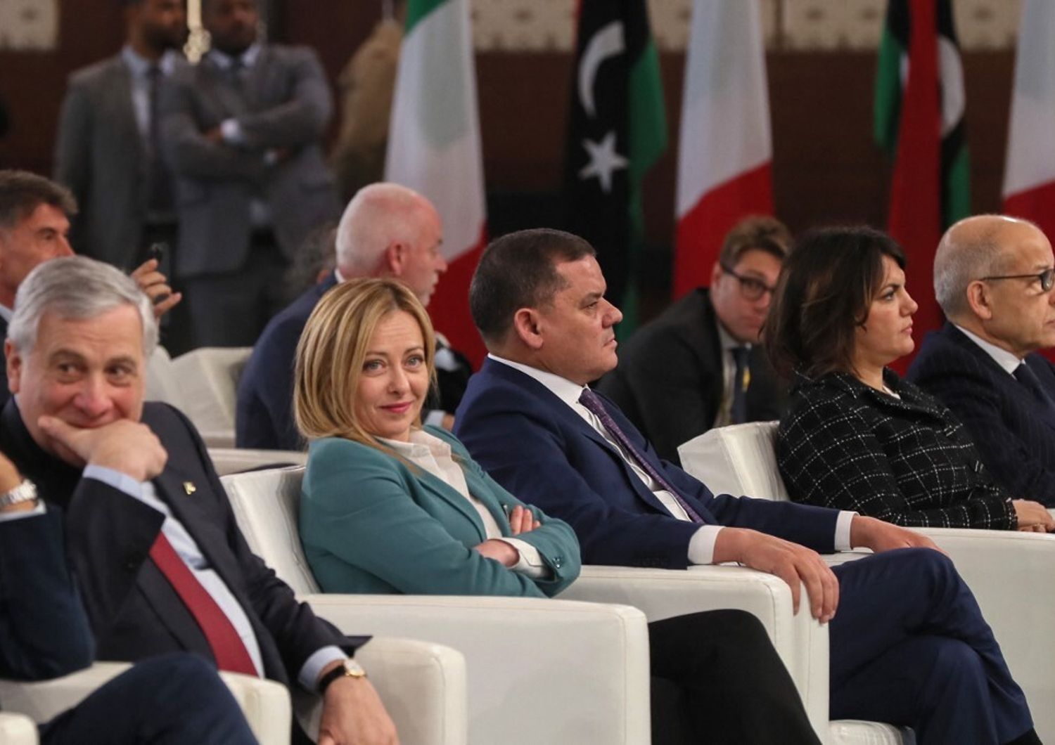 Il primo ministro libico, Abdulhamid Dbeibah conn Giorgia Meloni in occasione della visita in Libia della premier italiana&nbsp;