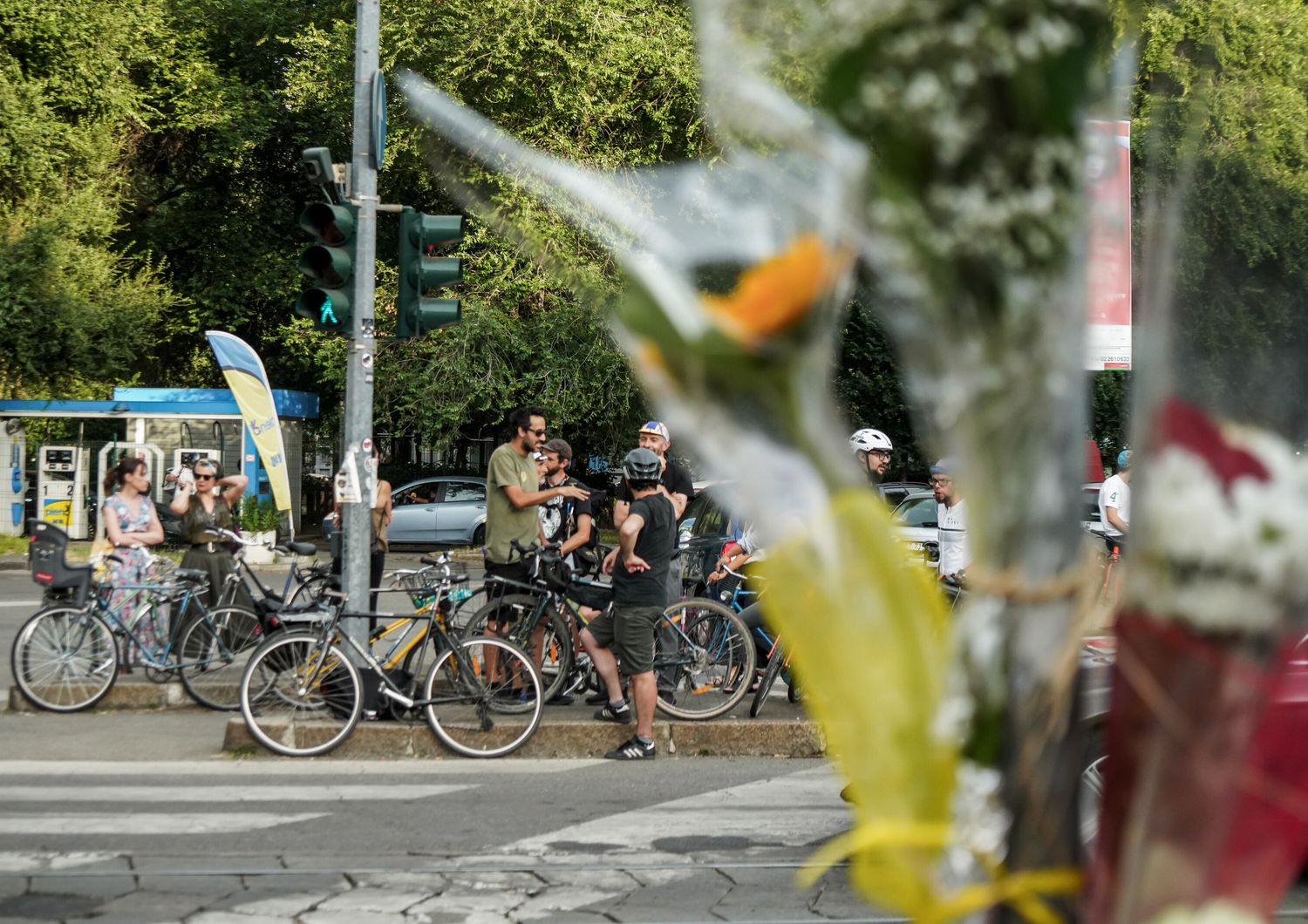 Il luogo di un incidente ciclistico