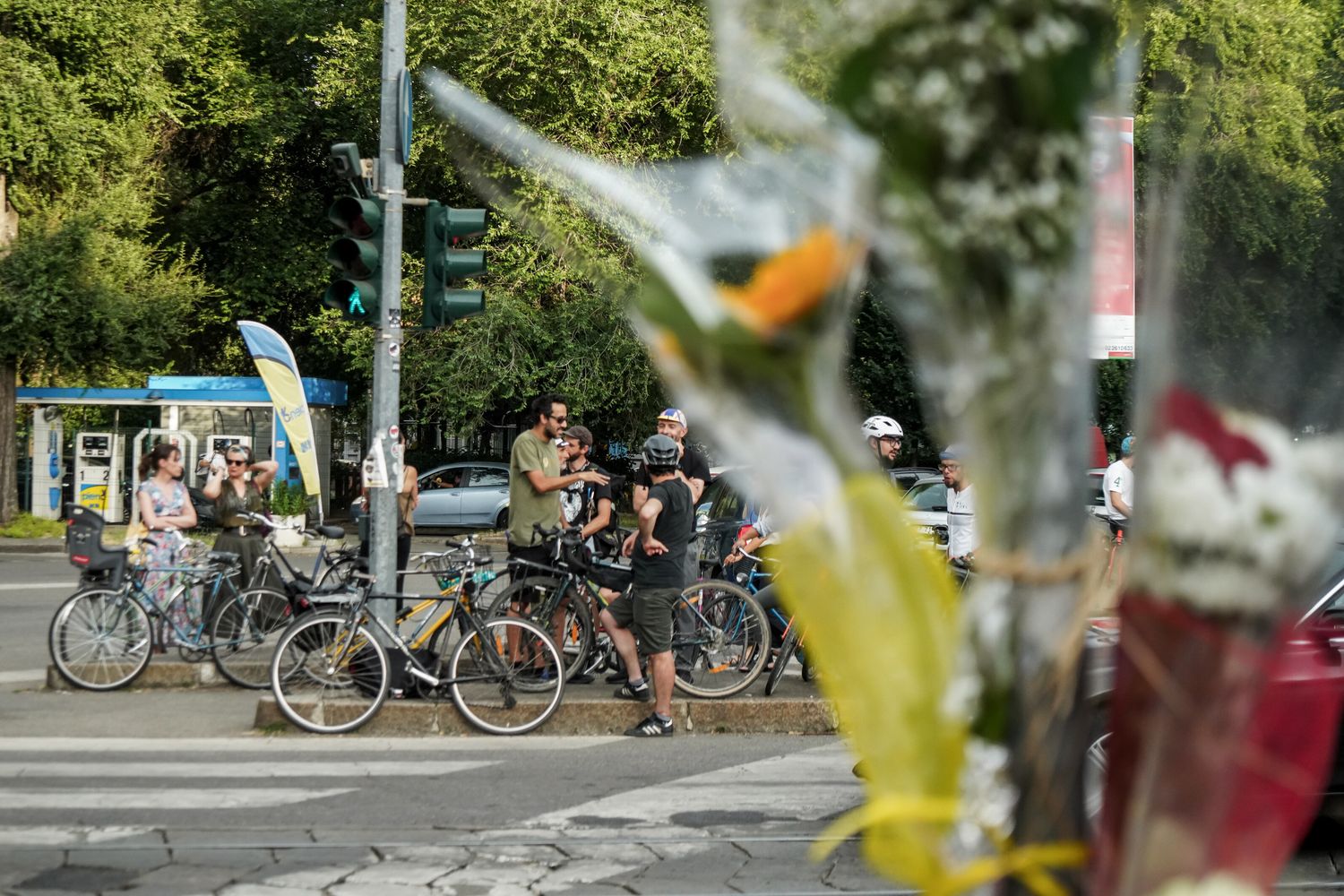 Il luogo di un incidente ciclistico