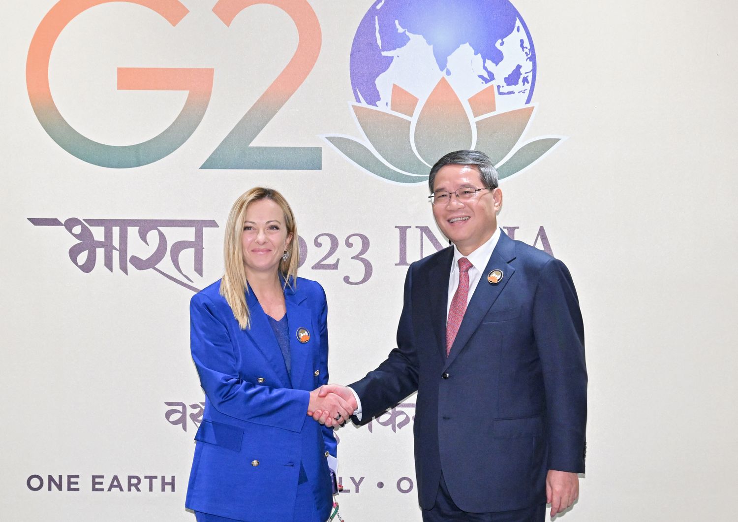 La premier Giorgia Meloni incontra il premier cinese Li Quiang
