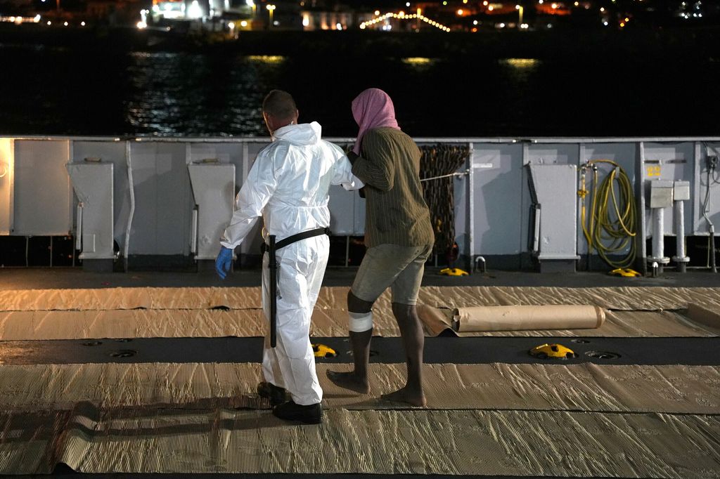 migrants sur l'île de Lampedusa