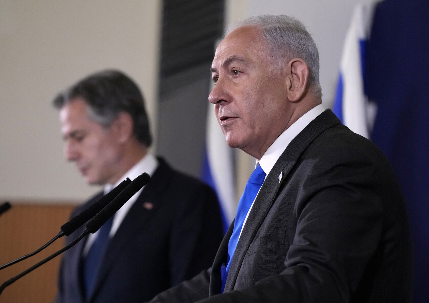 Il primo ministro israeliano Benjamin Netanyahu e il segretario di Stato Usa Antony Blinken&nbsp;