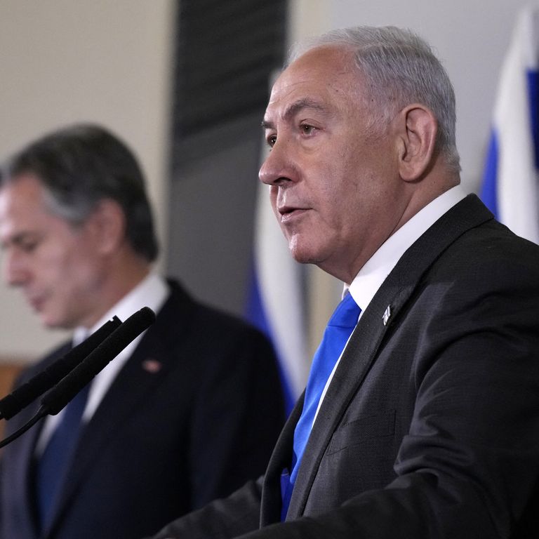 Il primo ministro israeliano Benjamin Netanyahu e il segretario di Stato Usa Antony Blinken&nbsp;