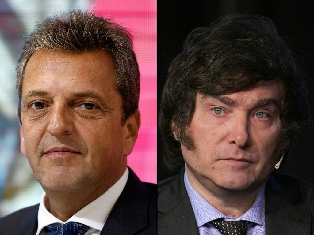 Il ministro dell'Economia, Sergio Massa, e l'ultraliberale, Javier Milei