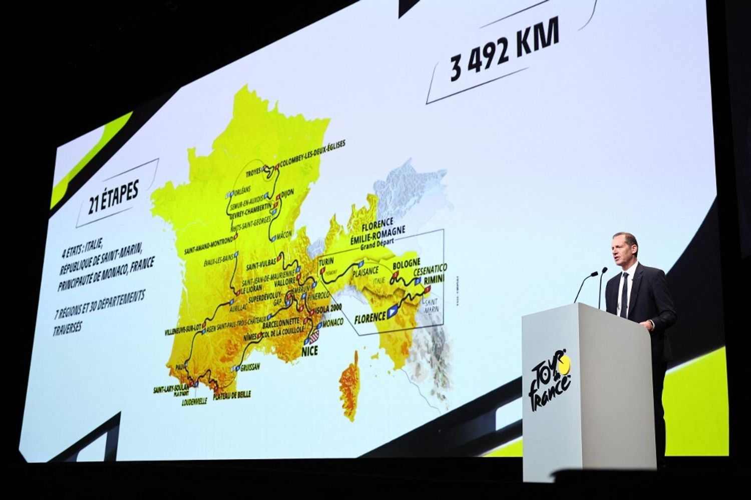 La mappa del prossimo Tour De France, in partenza dall'Italia