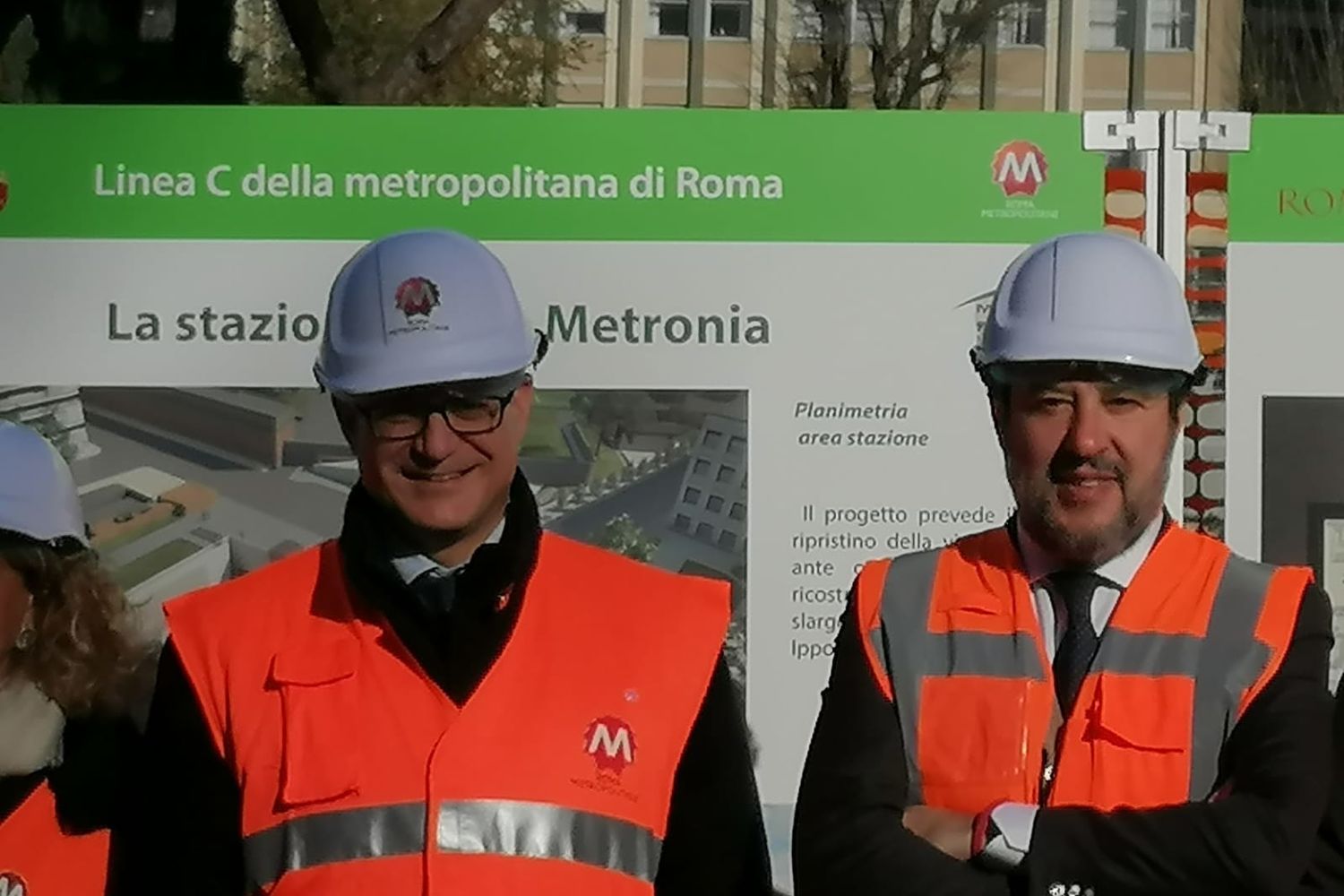 Visita al cantiere Metro C Porta Metronia, Roberto Gualtieri e Matteo Salvini