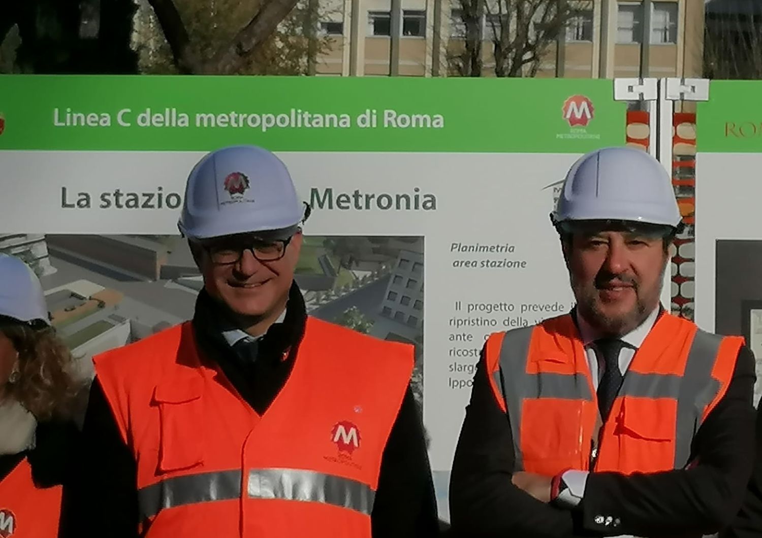 Visita al cantiere Metro C Porta Metronia, Roberto Gualtieri e Matteo Salvini