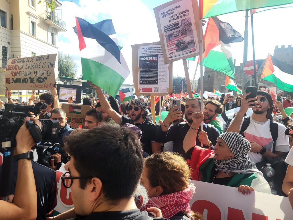 &nbsp;La manifestazione pro Palestina a Roma