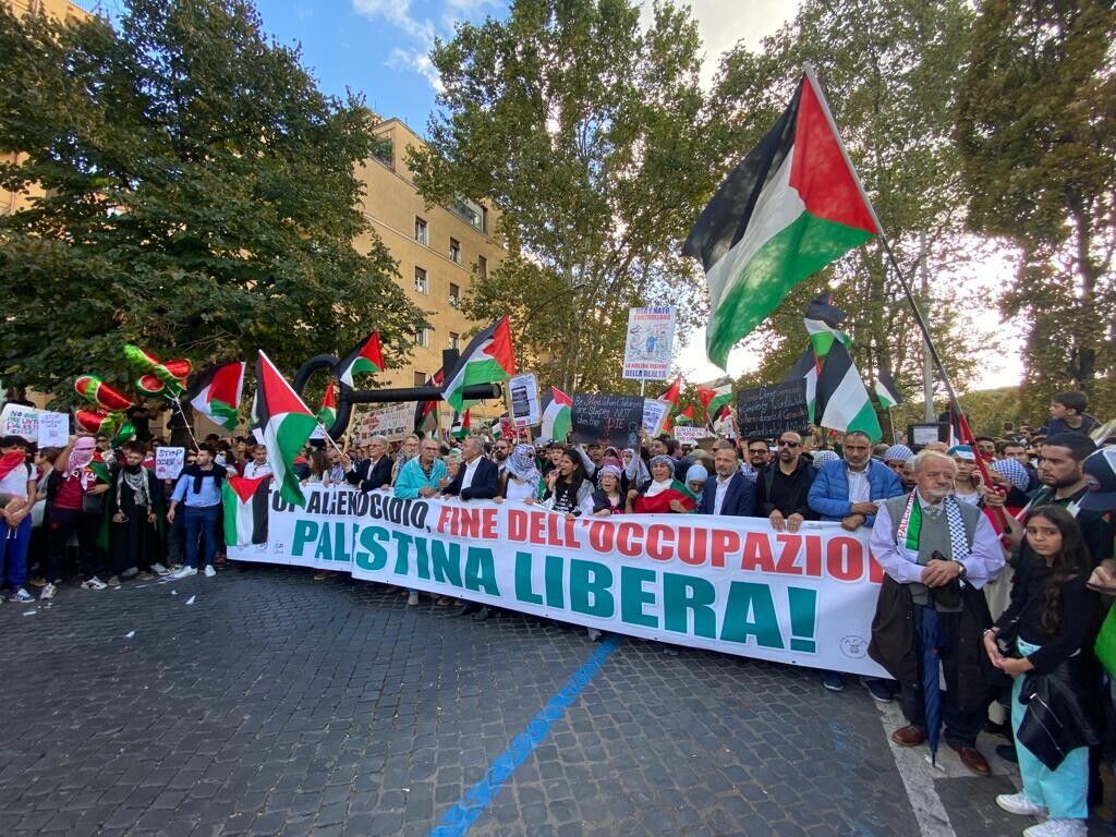 La manifestazione pro Palestina a Roma