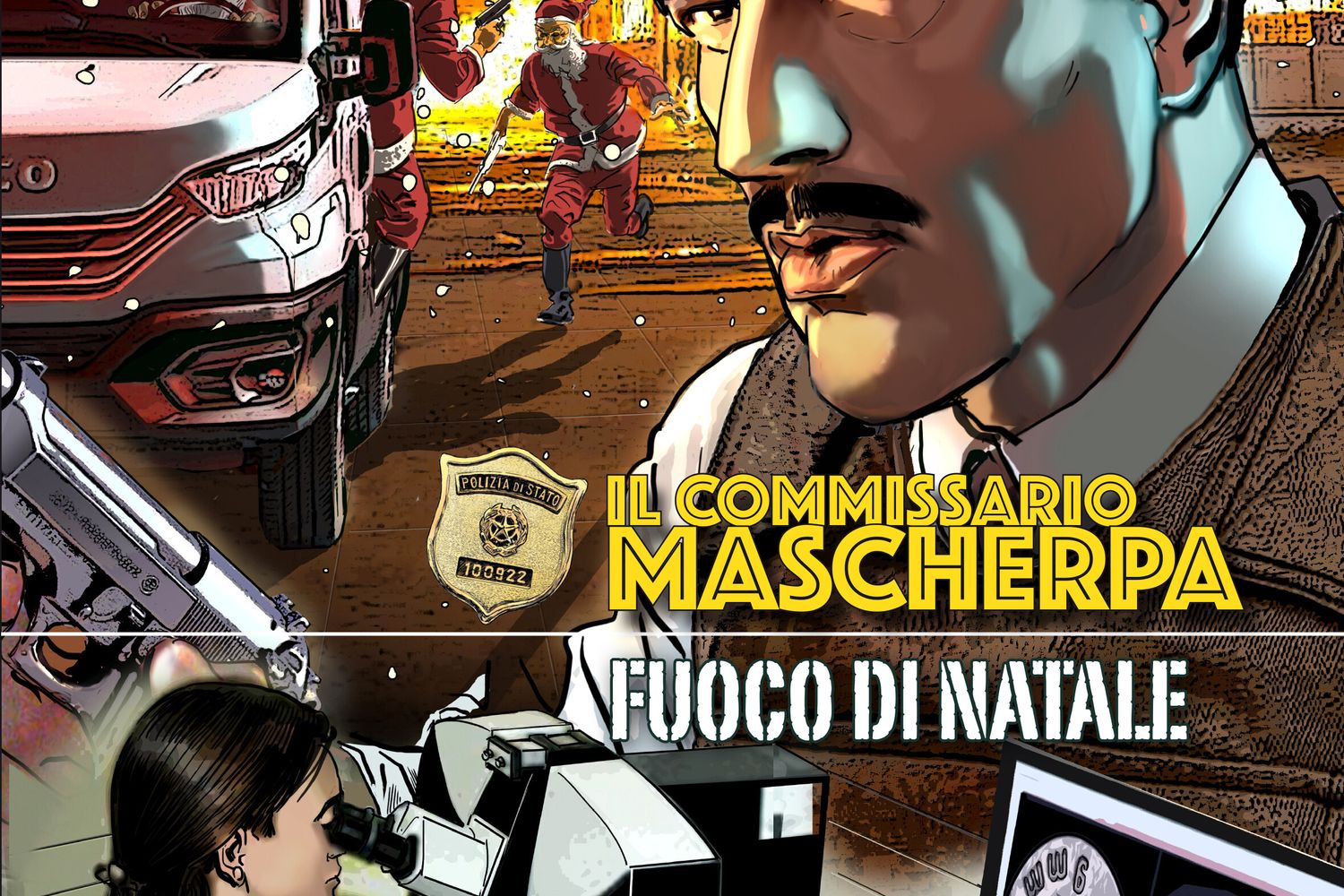 Copertina sesto volume della serie del Commissario Mascherpa, &quot;Fuoco di Natale&quot;