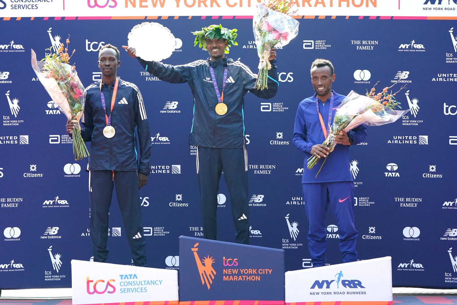 Il podio della maratona di New York