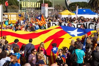 Manifestazione per l'indipendenza della Catalogna in Spagna