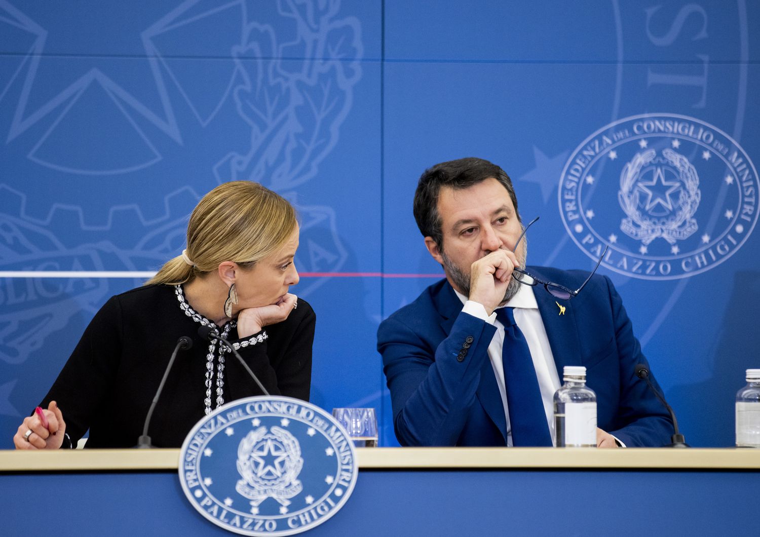 Meloni e Salvini in conferenza stampa