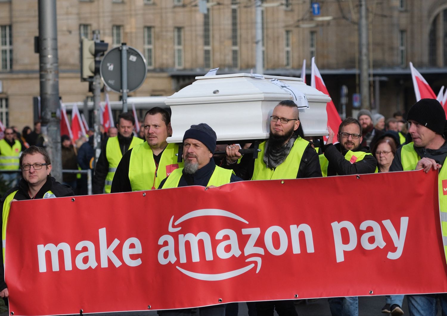 Protesta dei dipendenti Amazon in Sassonia (Germania)