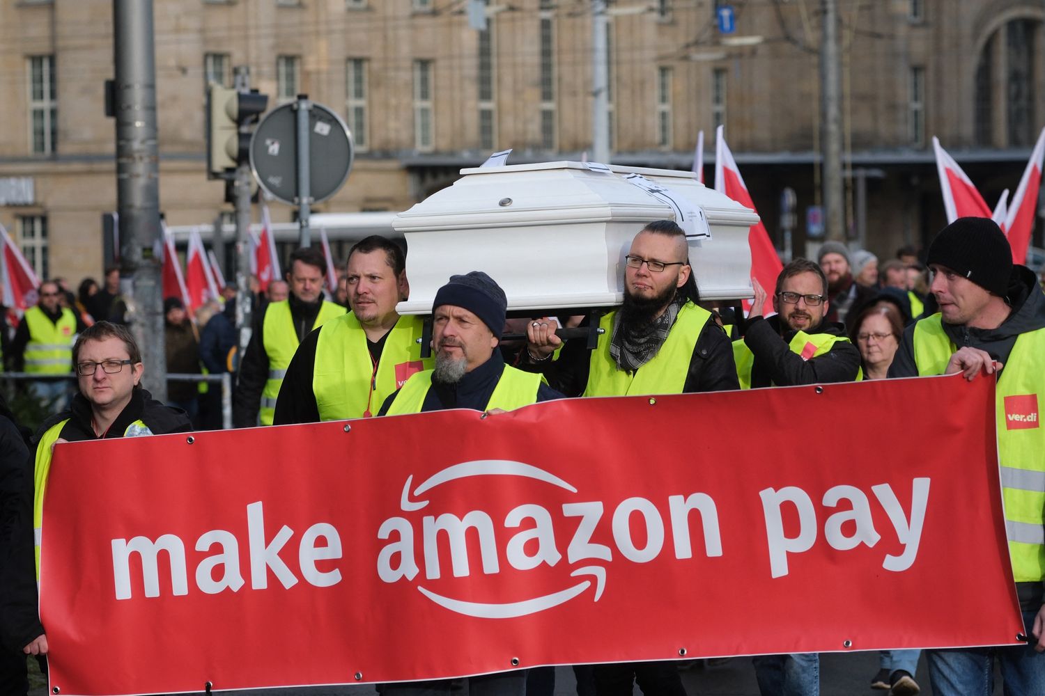 Protesta dei dipendenti Amazon in Sassonia (Germania)