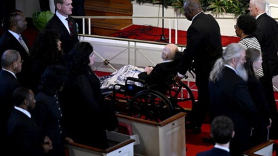 Jimmy Carter ai funerali della moglie Rosalynn&nbsp;