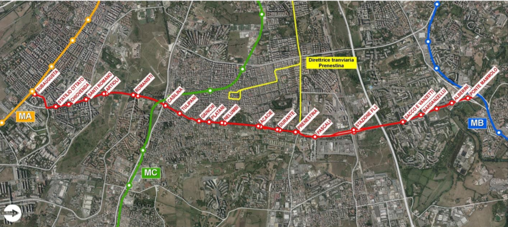 Tracciato tramvia Palmiro Togliatti