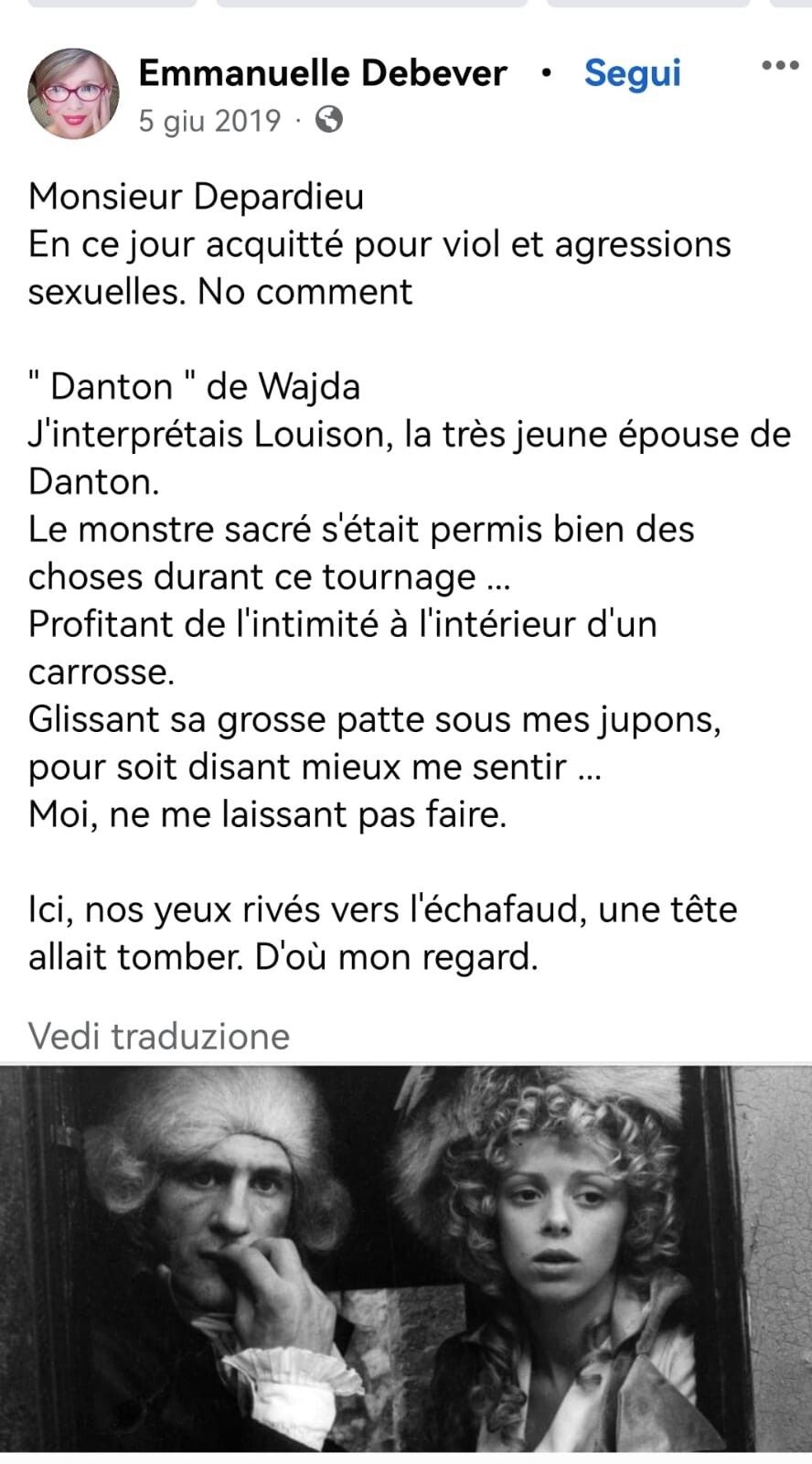 Post Facebook&nbsp;Emmanuelle Debever