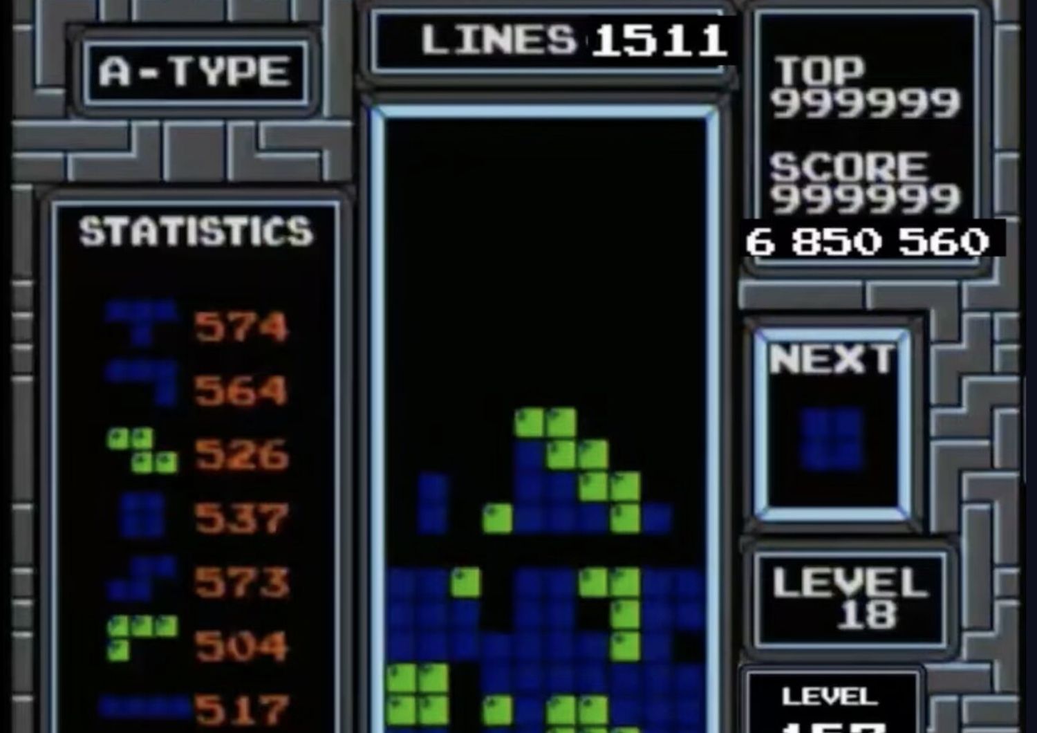 La schermata che segna la vittoria di Gibson contro Tetris