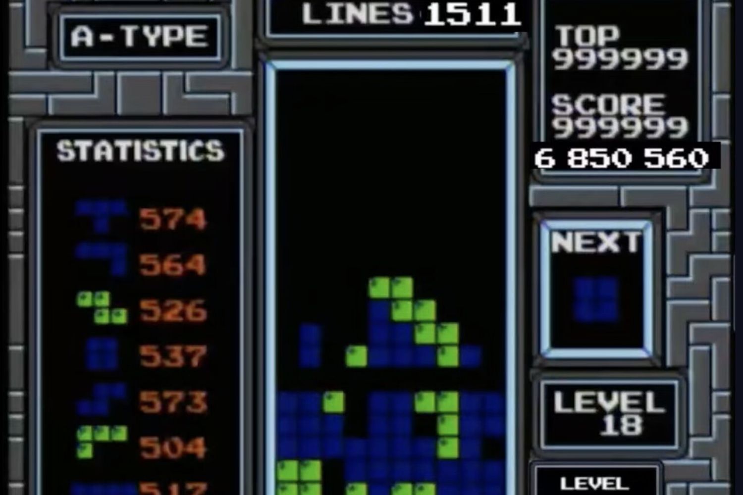La schermata che segna la vittoria di Gibson contro Tetris