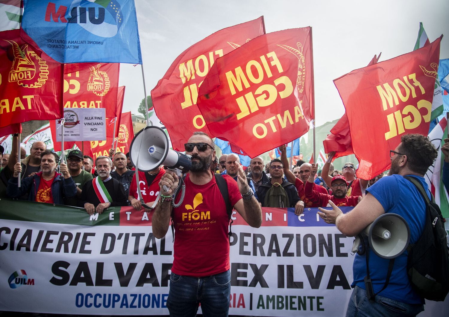 Manifestazione dei lavoratori dell'ex Ilva