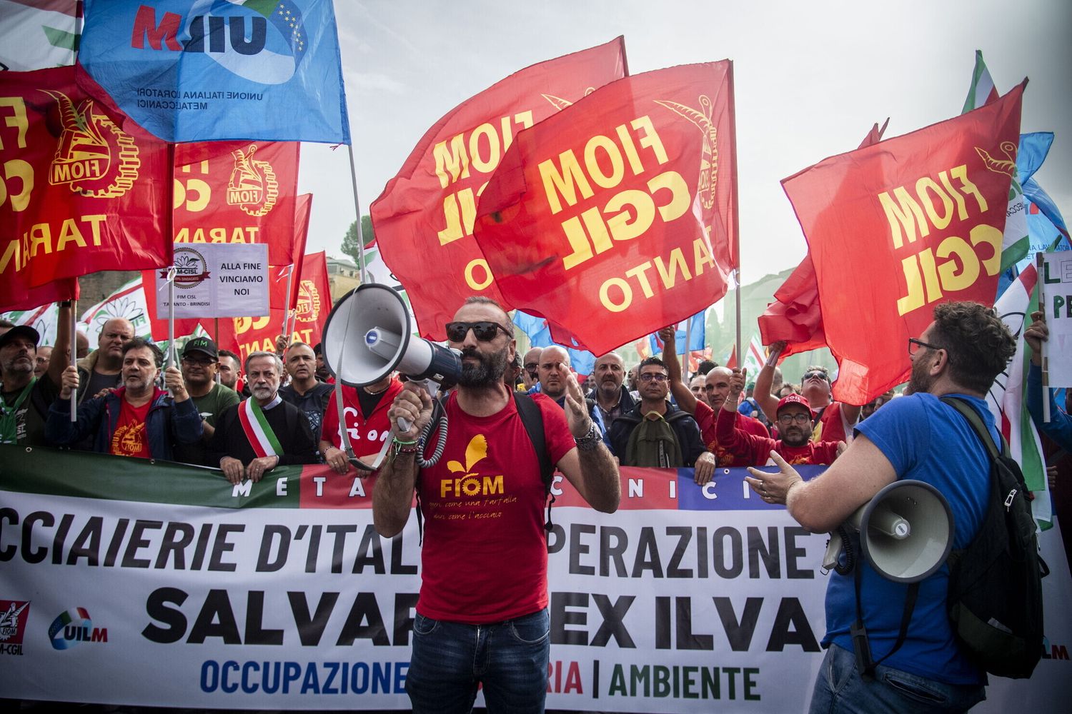 Manifestazione dei lavoratori dell'ex Ilva