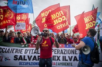 Manifestazione dei lavoratori dell'ex Ilva