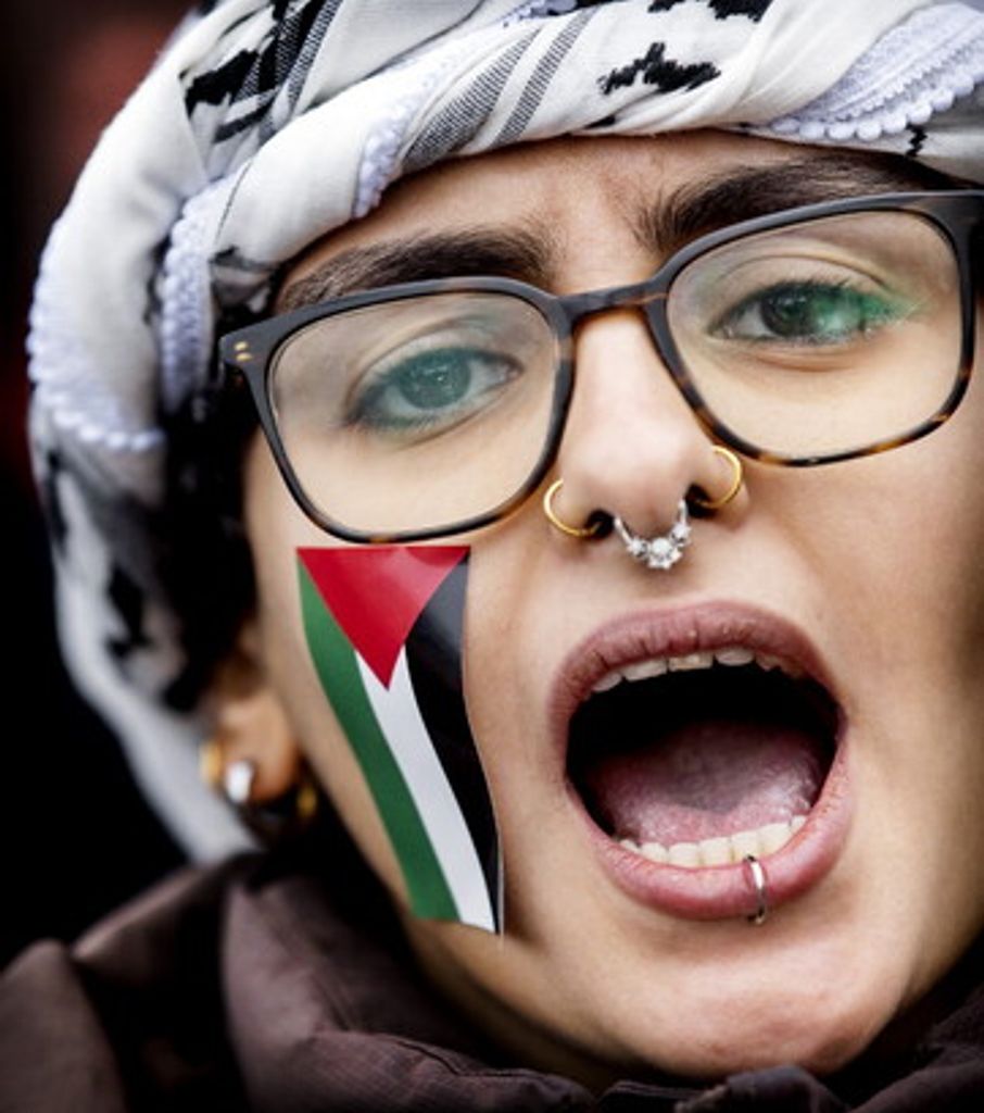 Manifestante pro Palestina all'Aja