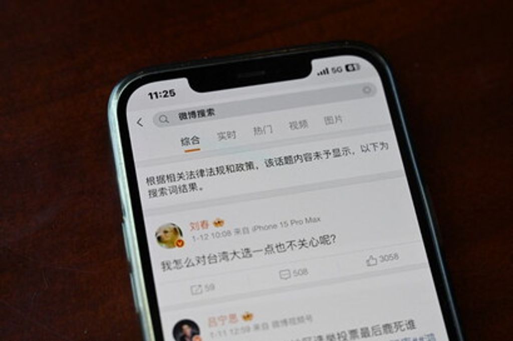 Hashtag 'elezioni a Taiwan' bloccato su Weibo