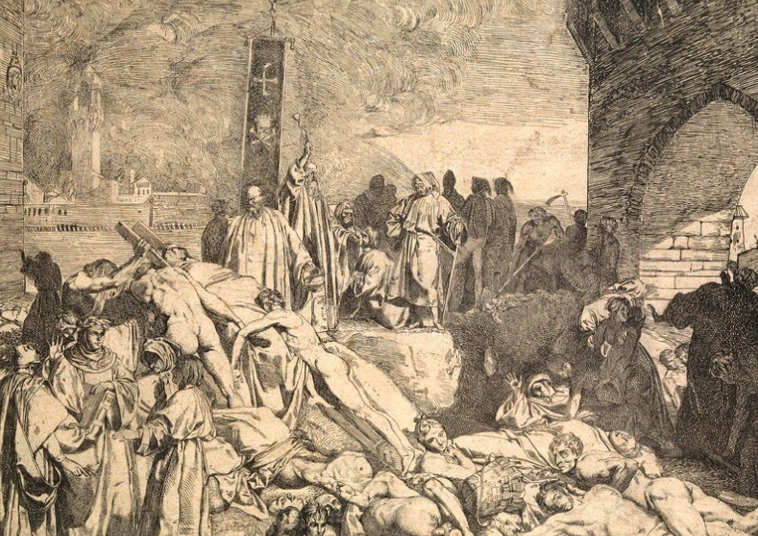 La peste di Firenze del 1348 in un'incisione di Luigi Sabatelli