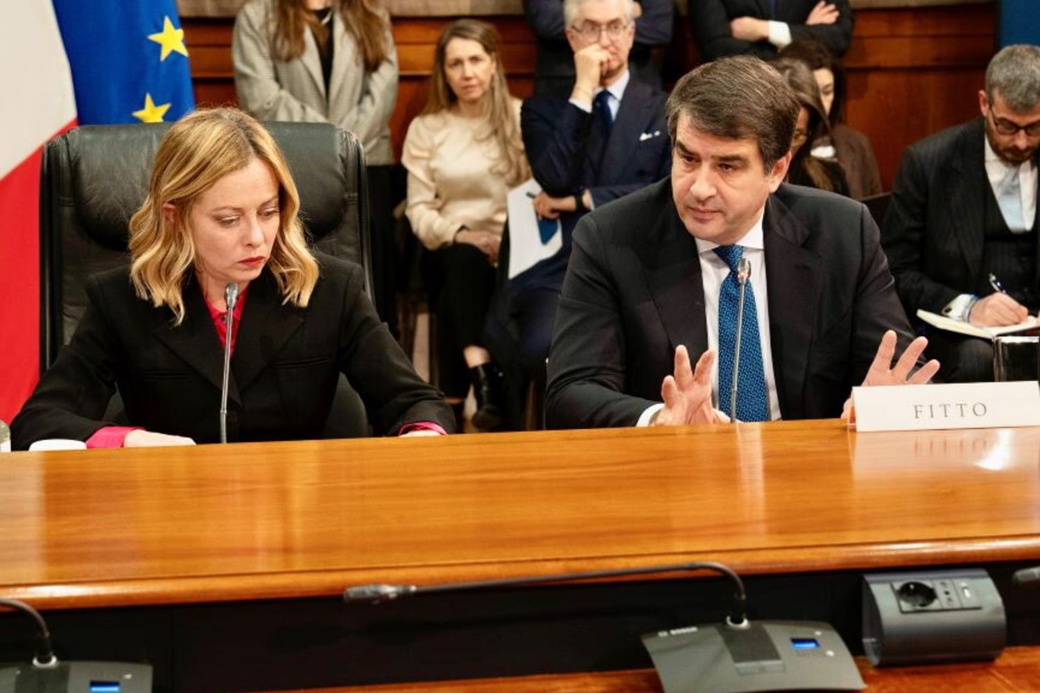 Giorgia Meloni  - Raffaele Fitto cabina regia Pnrr