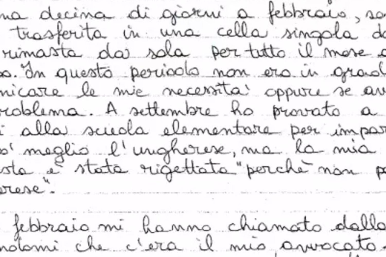 Una parte del documento di Salis pubblicato in esclusiva dal TG La7