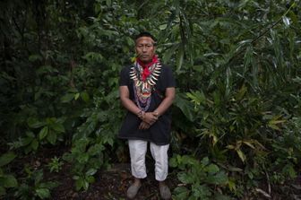 Un indigeno di Cofán Avie,considerati i maestri dell'ayahuasca, pianta medicinale allucinogena e porta d'accesso "al mondo degli spiriti"