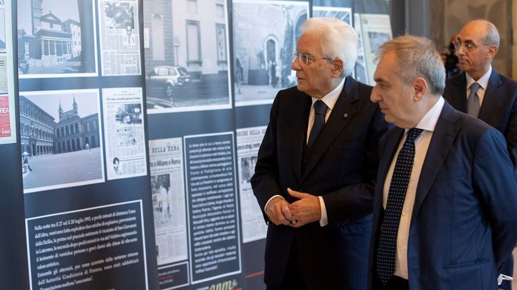 13/10/2022 Il presidente Sergio Mattarella con Giuseppe Santalucia, presidente dell'ANM, in occasione del XXXV° Congresso dell’Anm