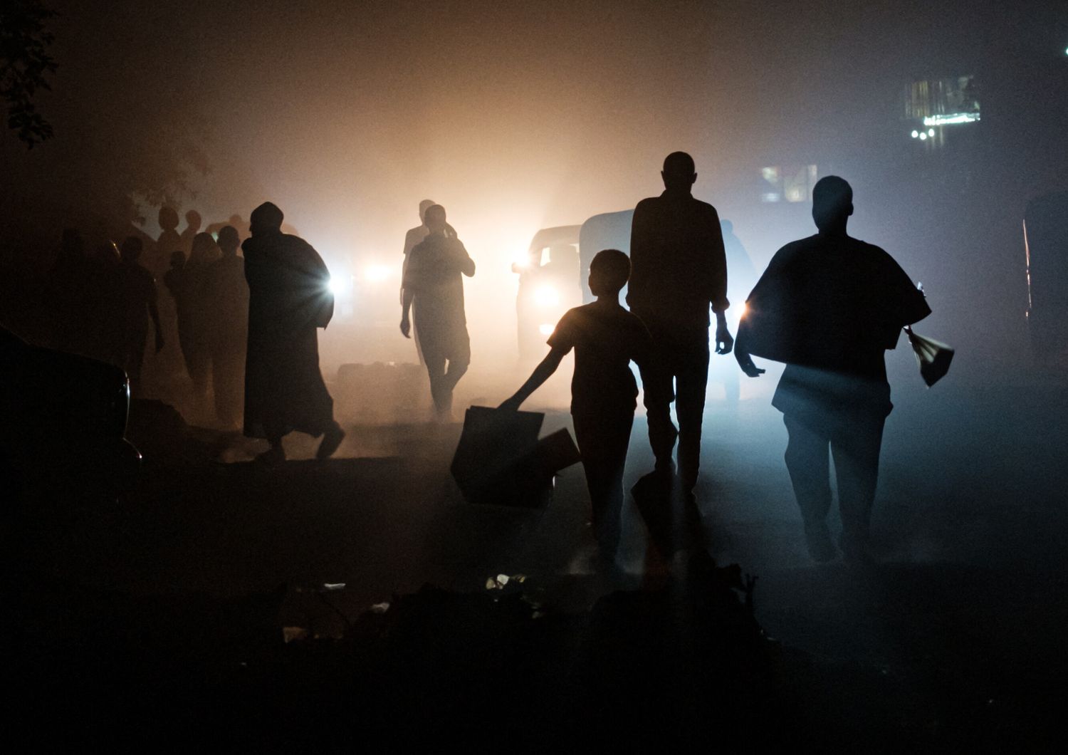 Una strada di Khartum di notte