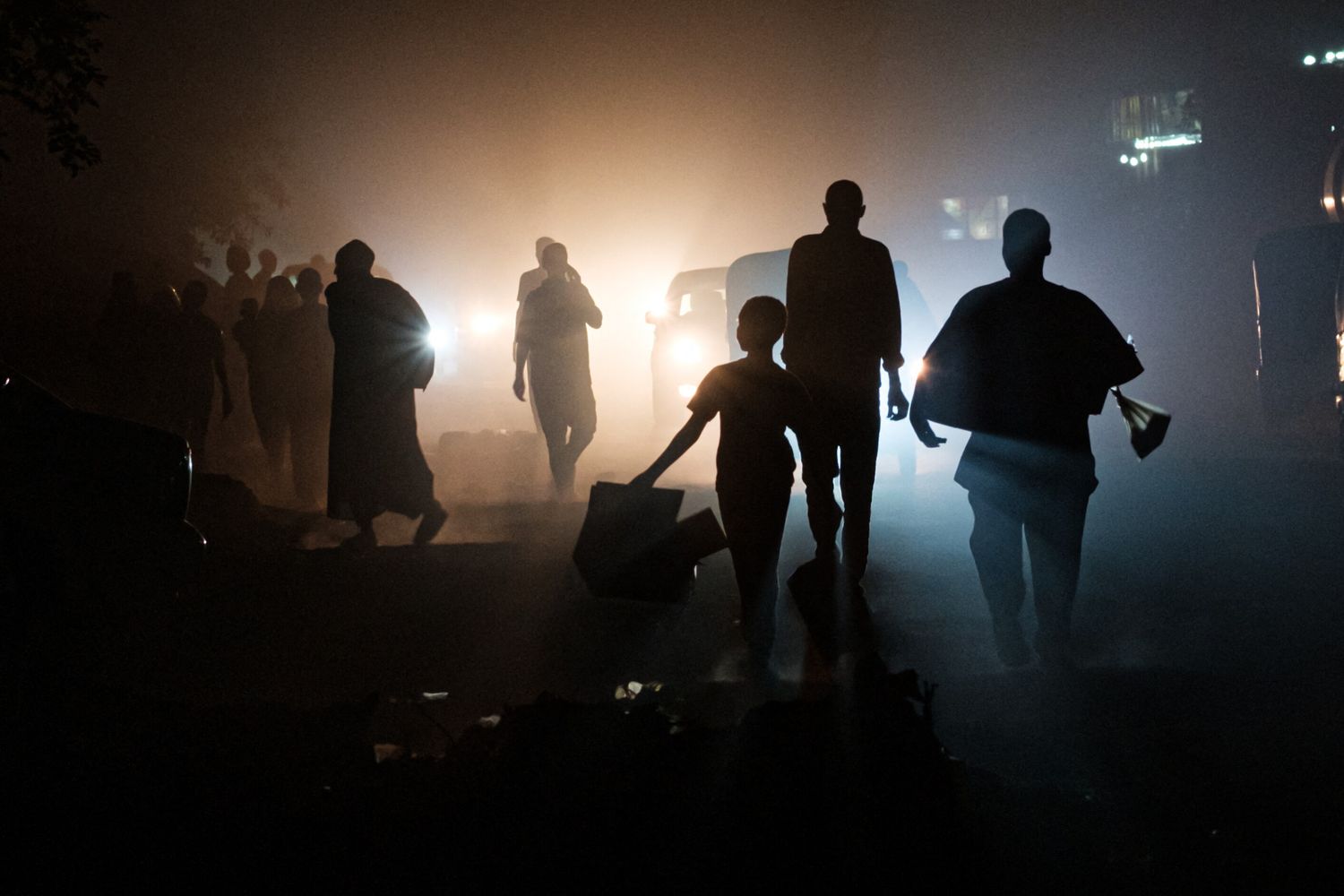 Una strada di Khartum di notte