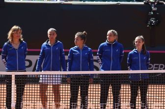 22/04/2018 Genova, Fed Cup, Italia-Belgio, nella foto Tathiana Garbin capitano Italia e Sara Errani,Jasmine Paolini,Deborah Chiesa,Jessica Pieri