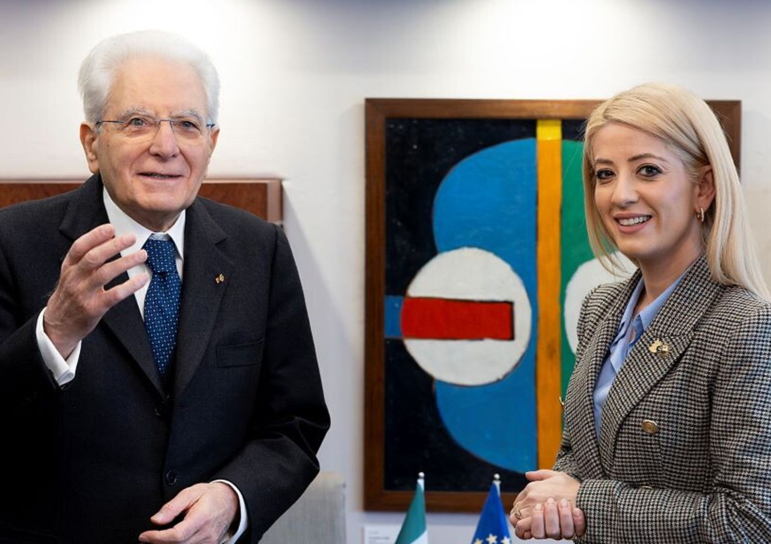 Sergio Mattarella con il Presidente del Parlamento della Repubblica di Cipro, Annita Demetrio