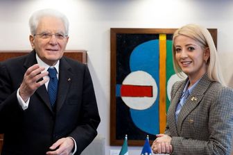 Sergio Mattarella con il Presidente del Parlamento della Repubblica di Cipro, Annita Demetrio