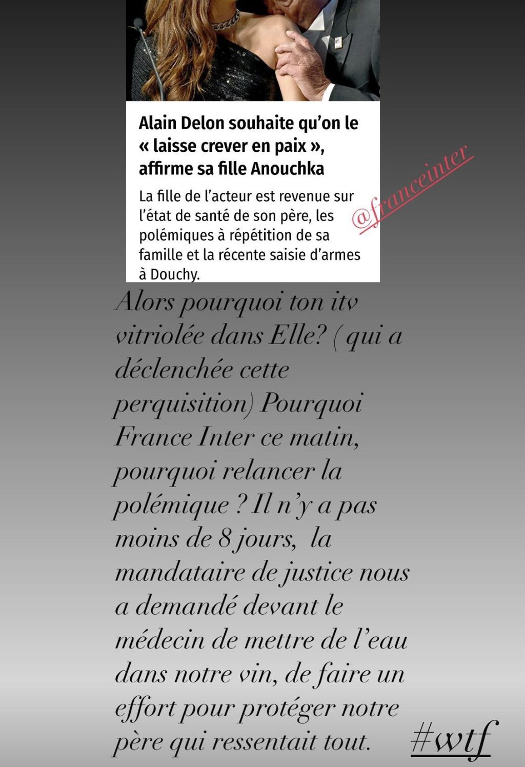 Storia Instagram del figlio Anthony