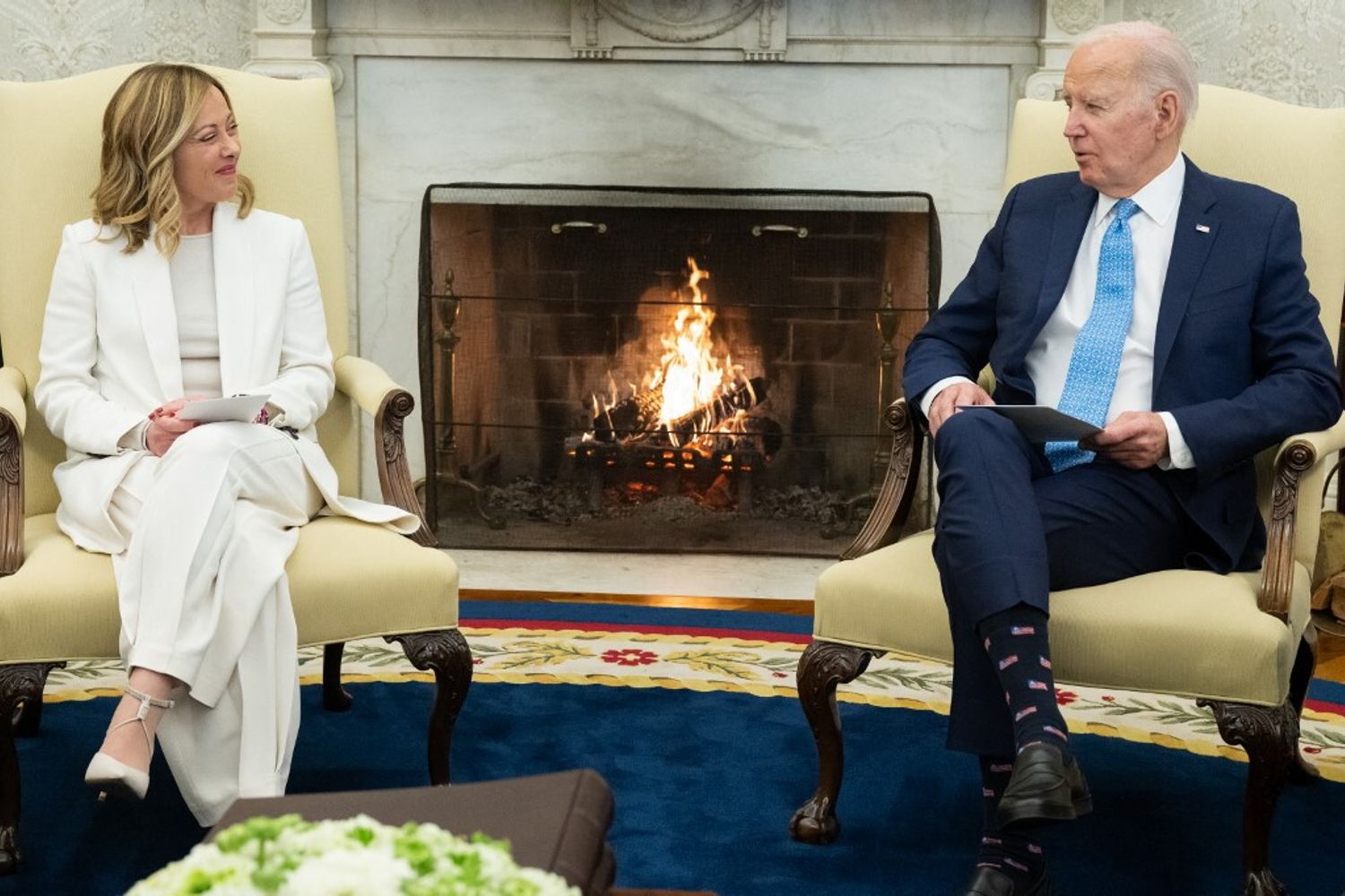 Giorgia Meloni incontra a Washington Joe Biden